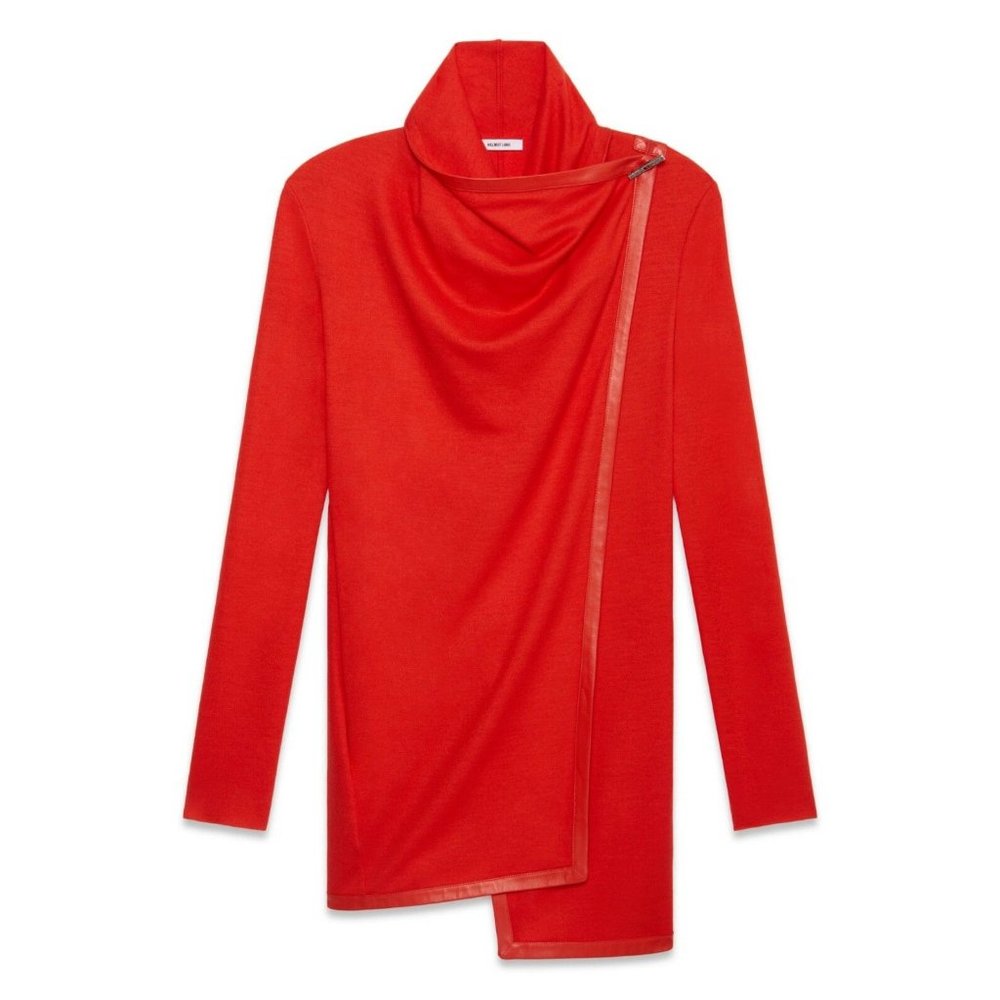 Helmut Lang Sonar Wool Leather Toggle Cardigan